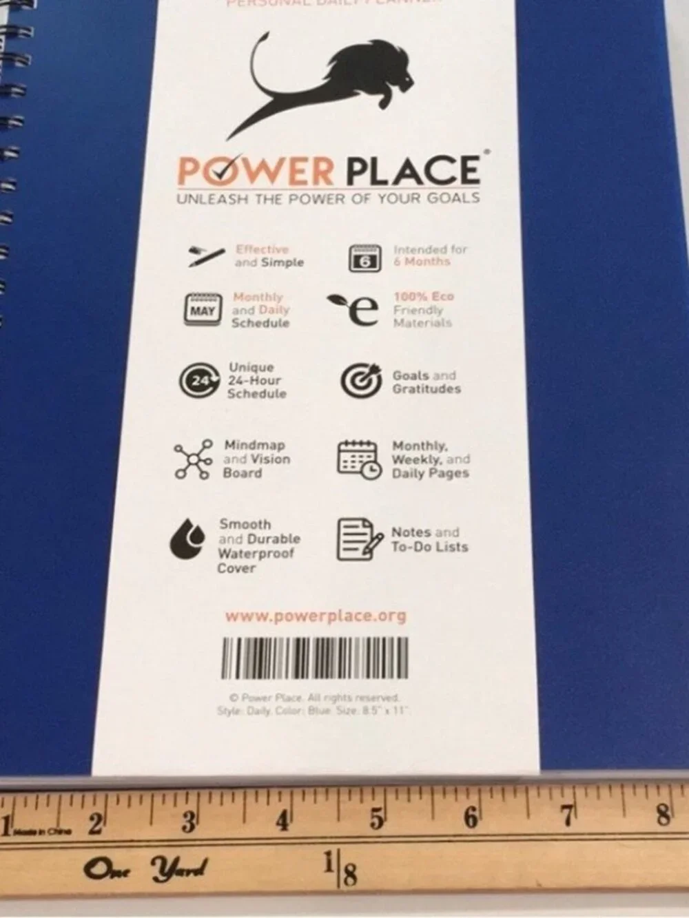 Power Place Personal Daily Planner Non-Dated 6 Months 8.5x11 Blue